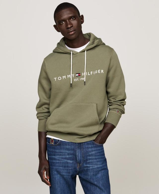 Mens Tommy Hilfiger Embroidered Logo Hoodie Cloud Grey Product Image