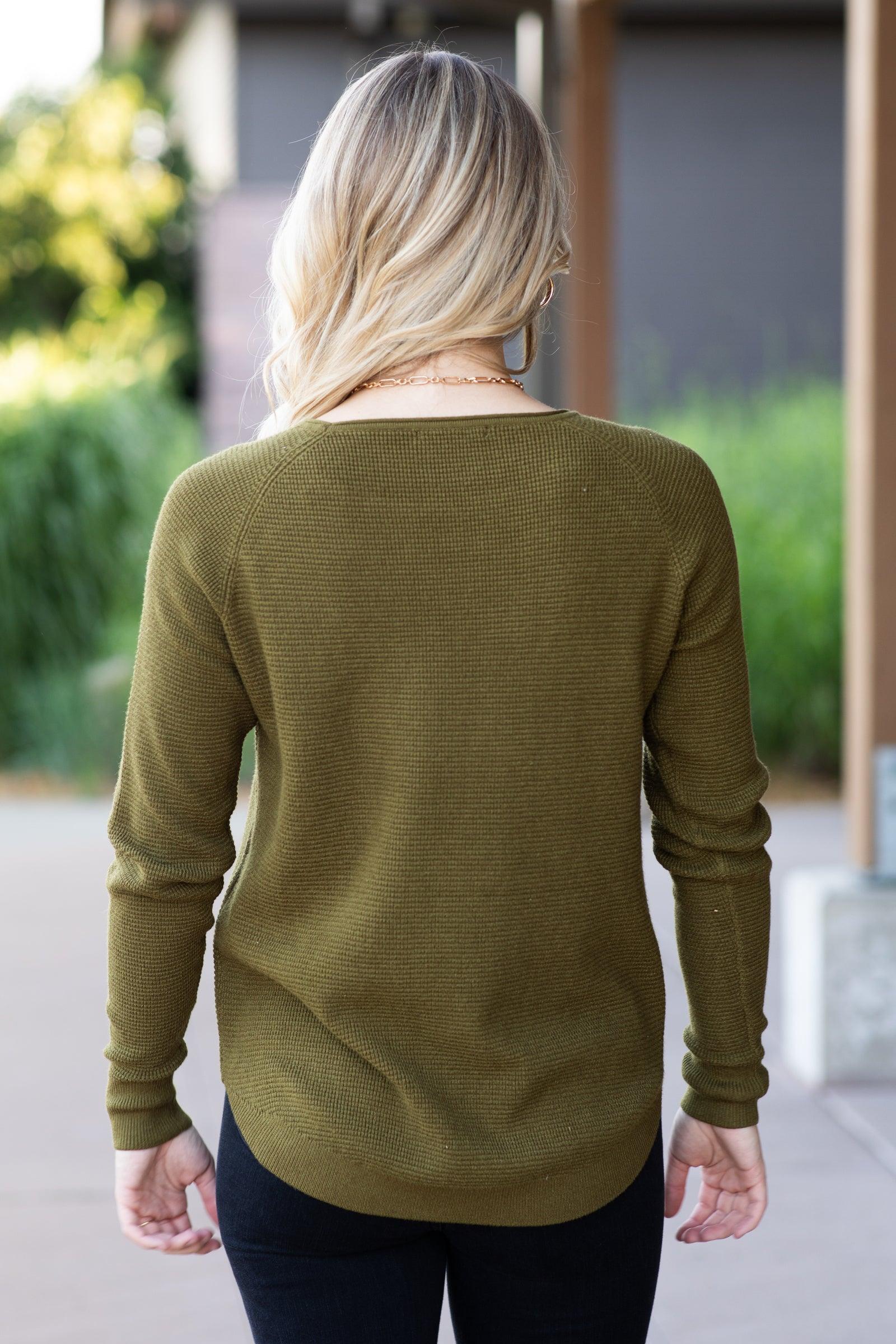 Moss Raglan Sleeve Waffle Knit Top Product Image