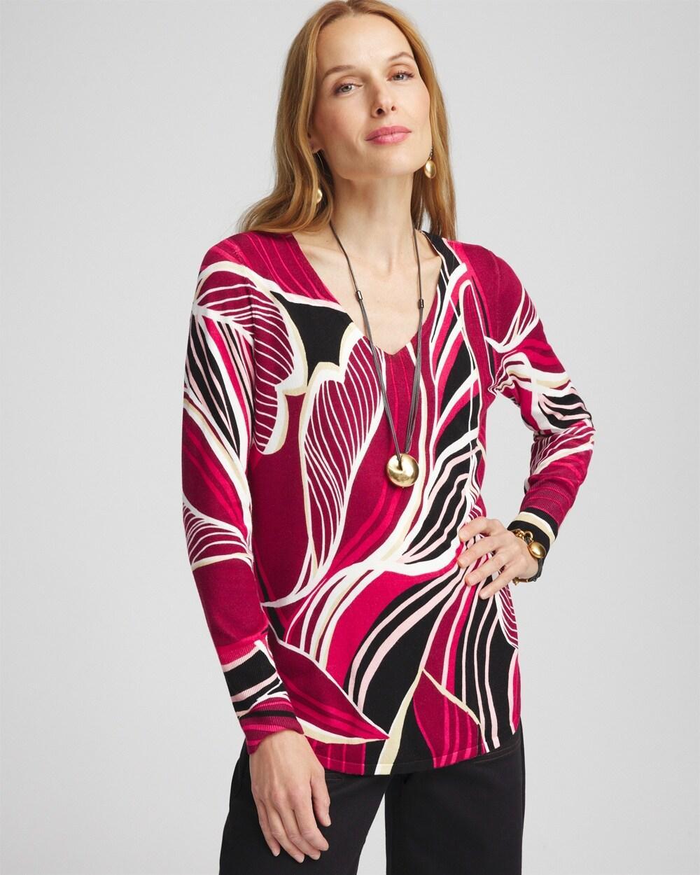 Women's Leaf V-Neck Pullover Sweater Product Image