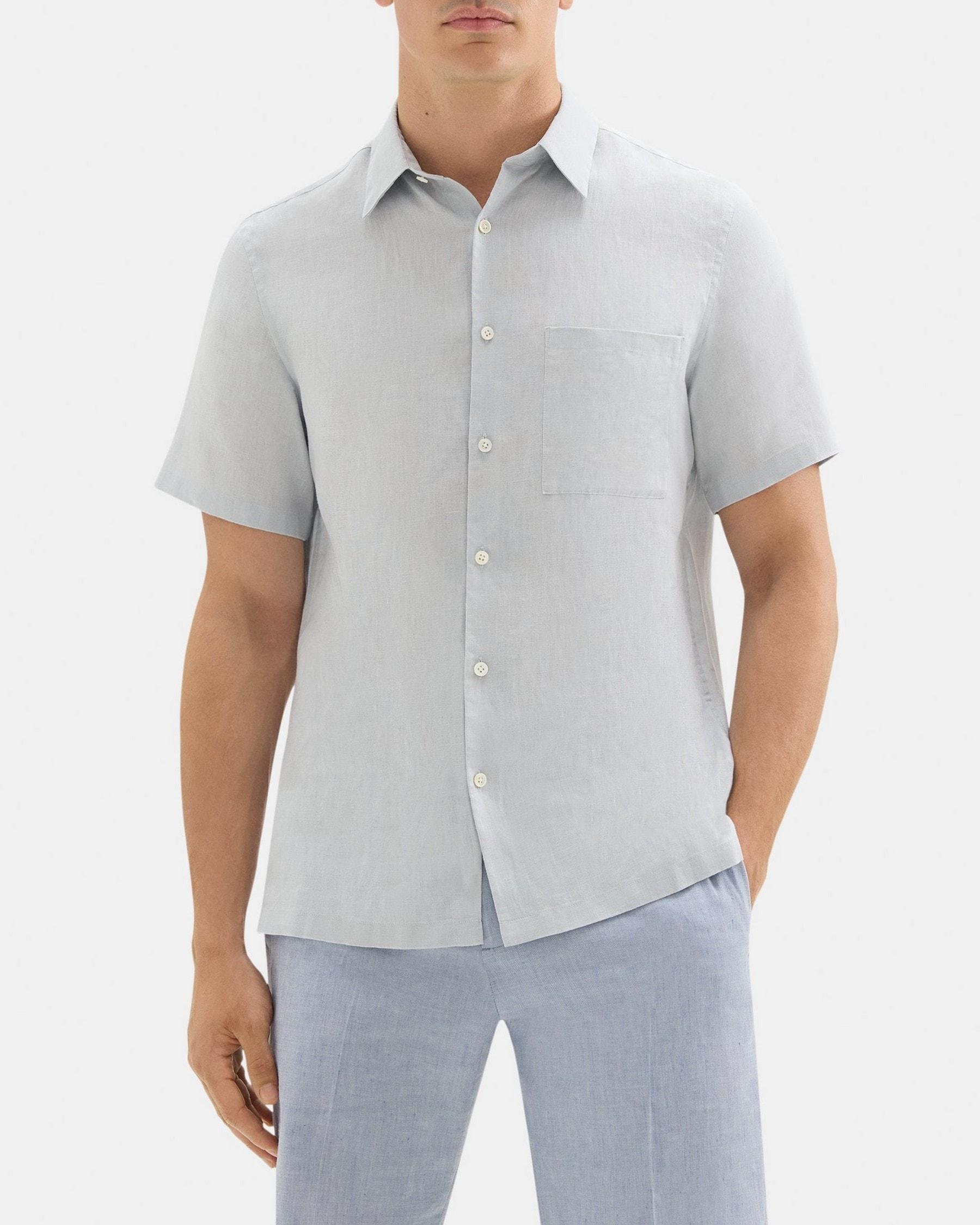 Standard-Fit Short-Sleeve Shirt in Linen Product Image