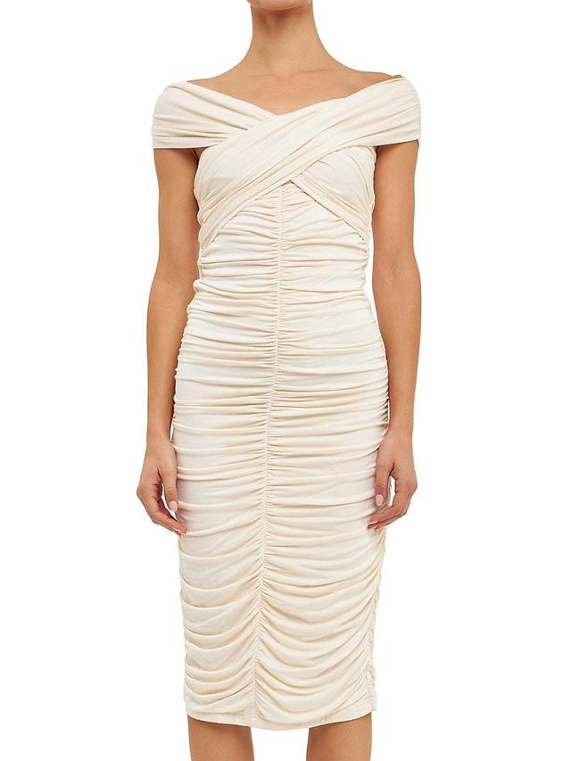 Womens Draped Knit Midi Dress Product Image