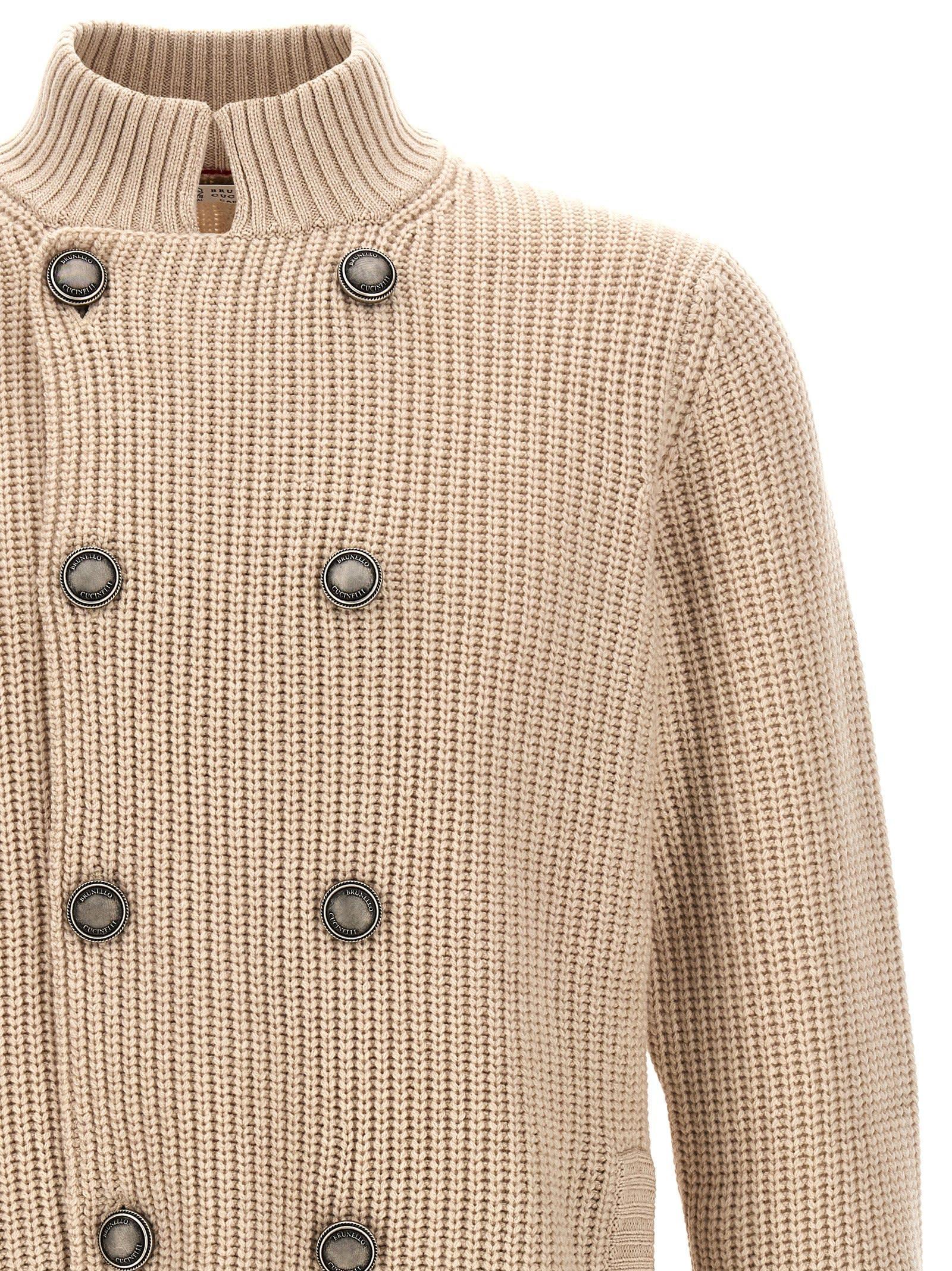 BRUNELLO CUCINELLI Double-breasted Cardigan In Cream Product Image