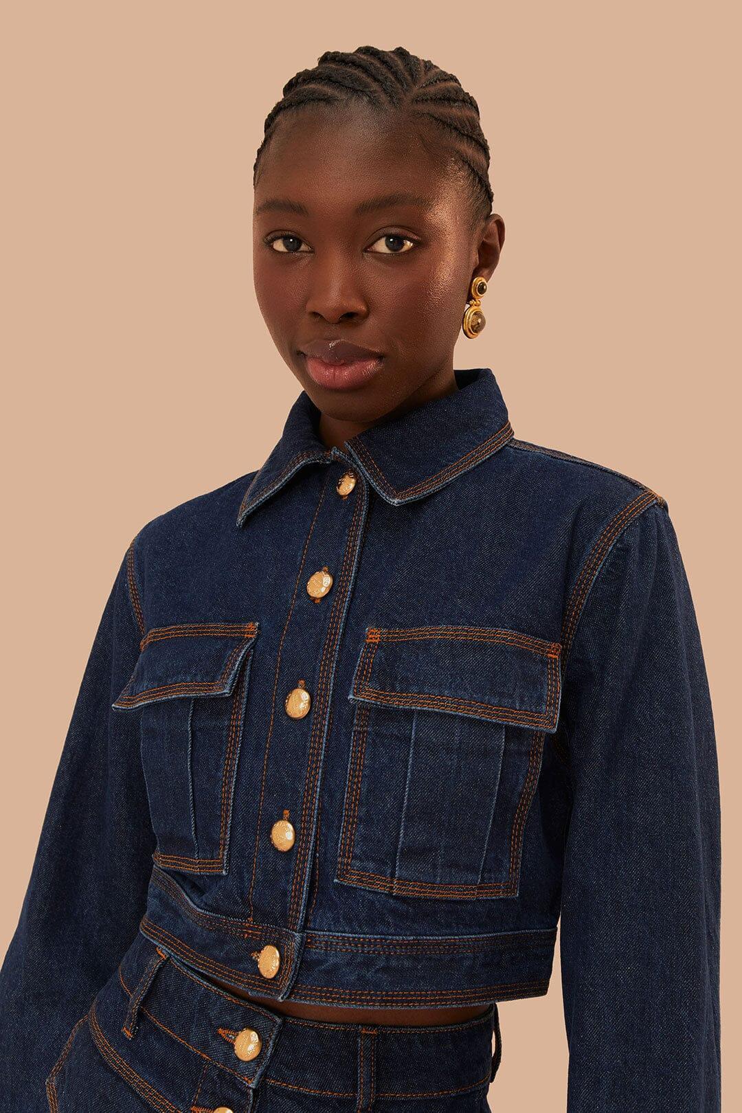 Dark Denim Cropped Jacket Product Image