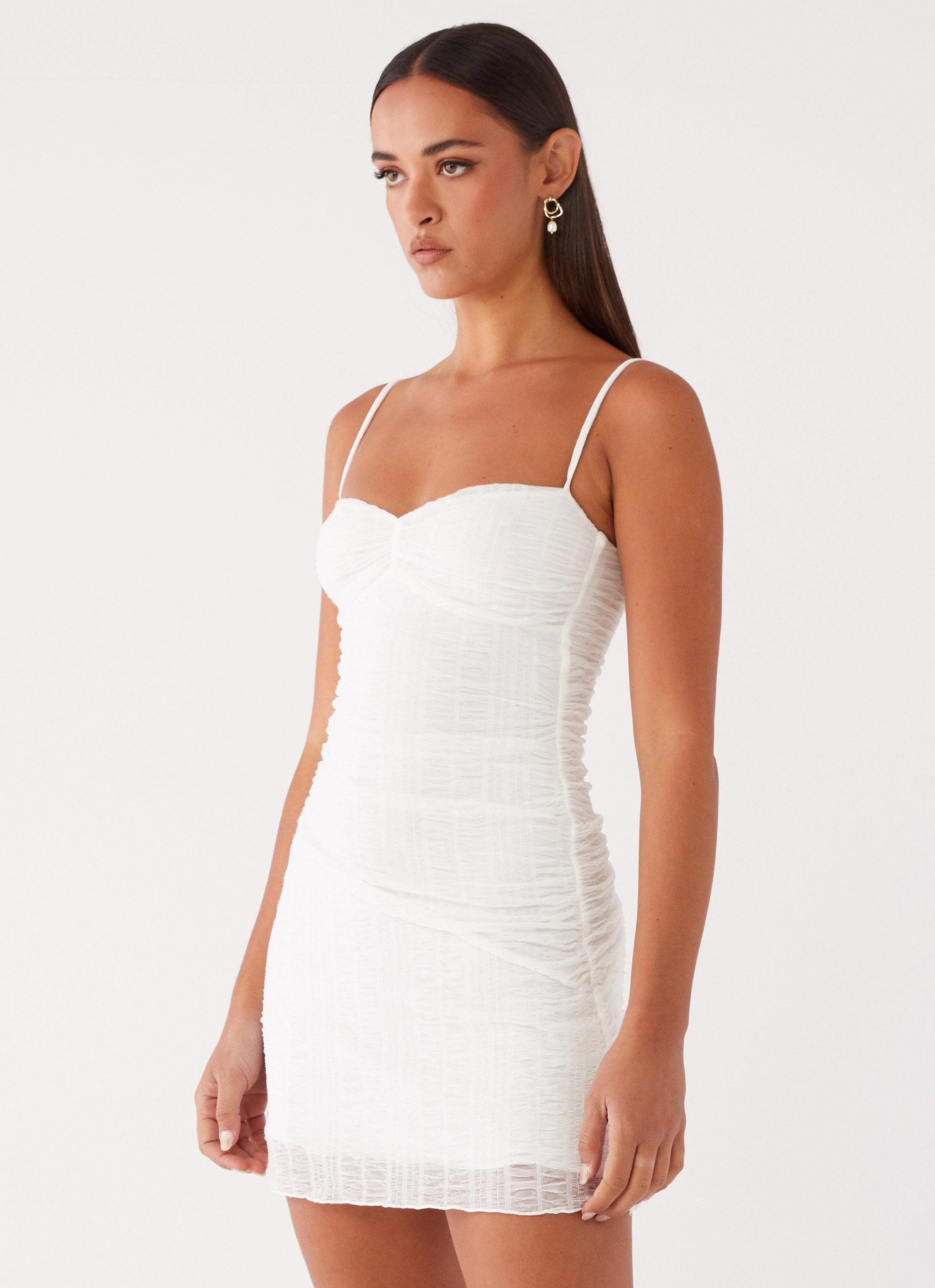 Arden Mesh Mini Dress - White Product Image