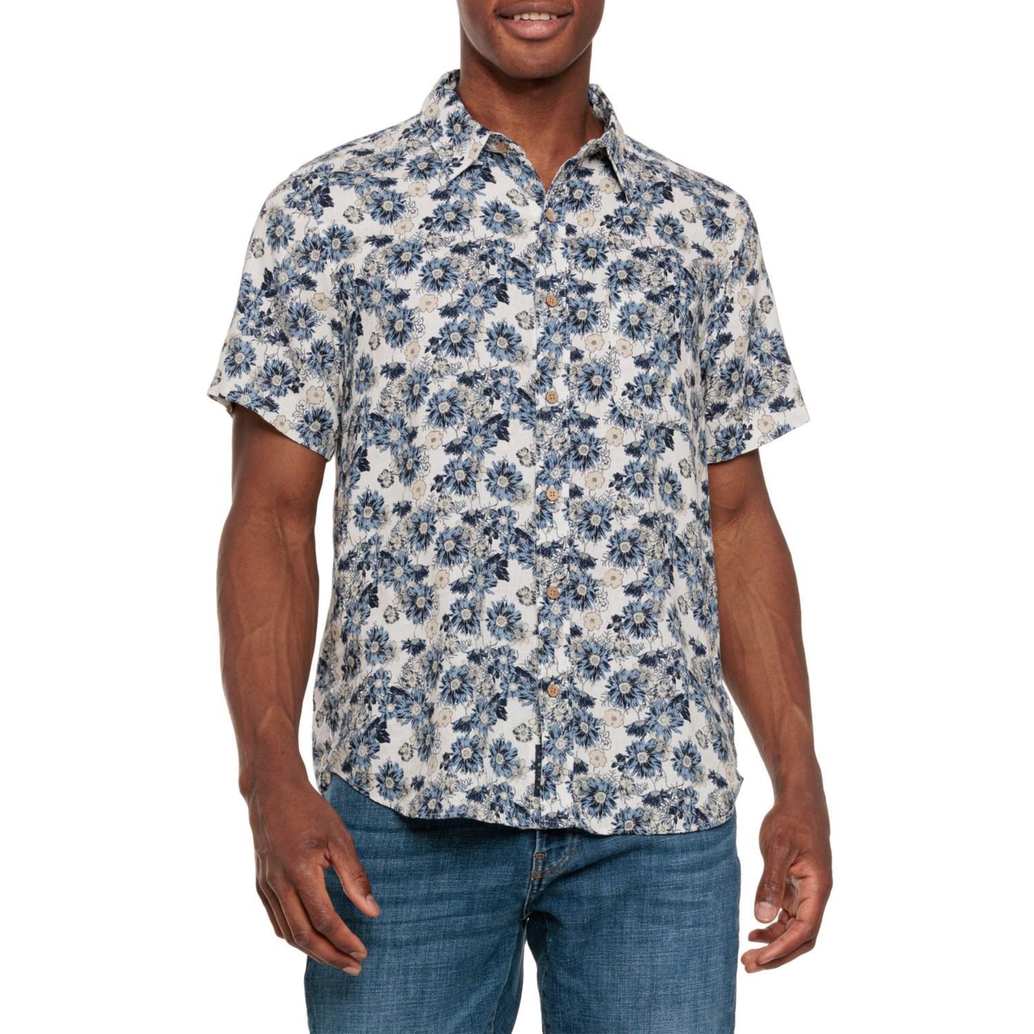 Lucky Brand Linen-Blend San Gabriel Printed Shirt - Short Sleeve Product Image