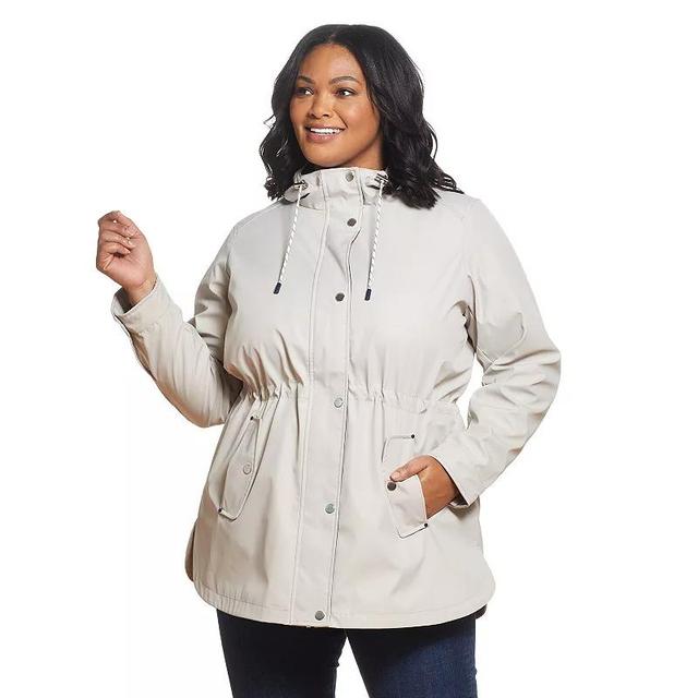 Plus Size Weathercast Hooded Nautical Anorak Jacket, Womens Brown Product Image