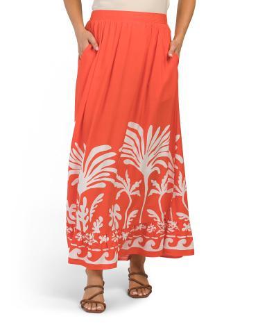 High Rise Tropical Border Print Skirt for Women Product Image