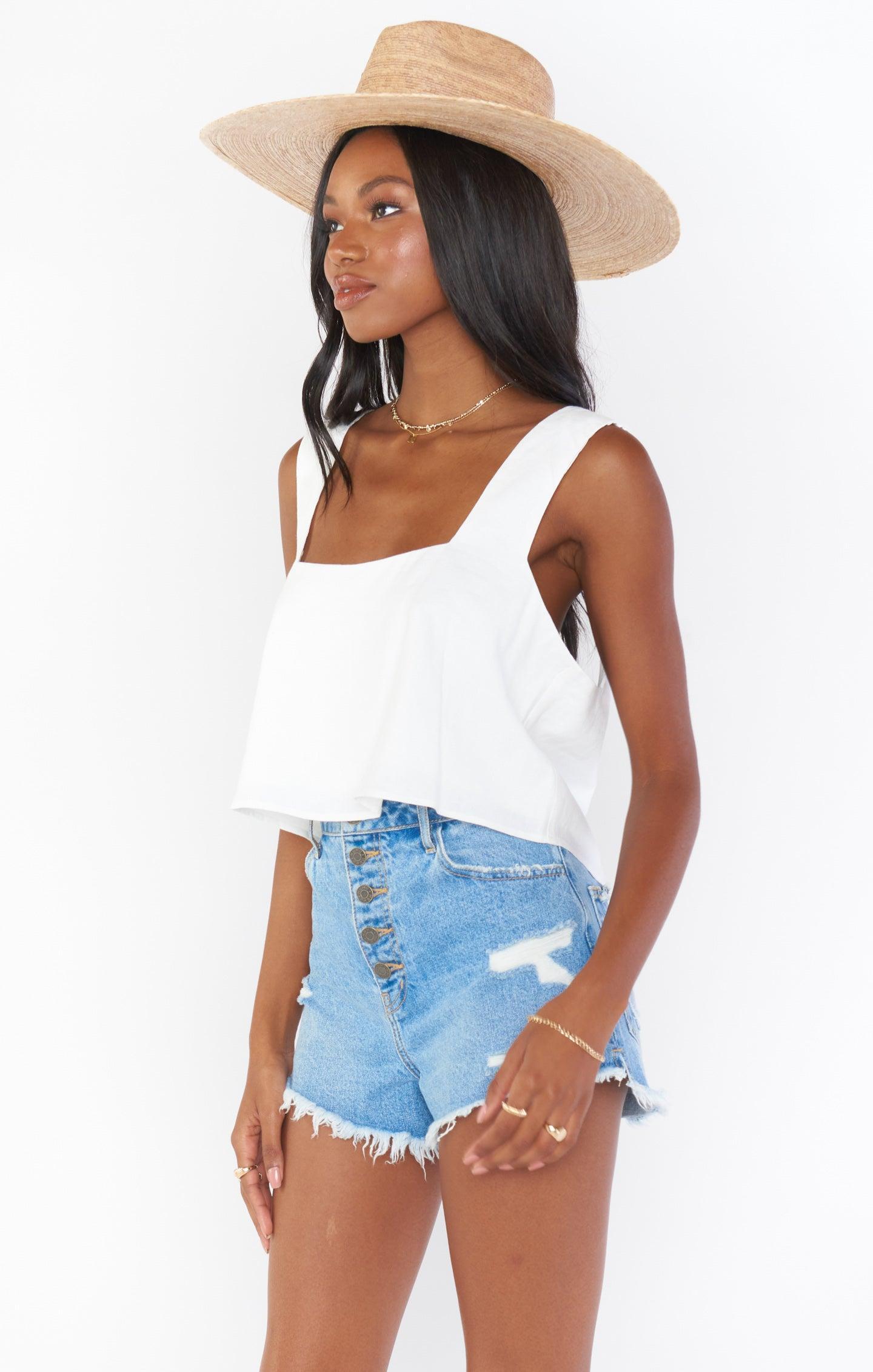 Tara Crop Top ~ White Linen Product Image