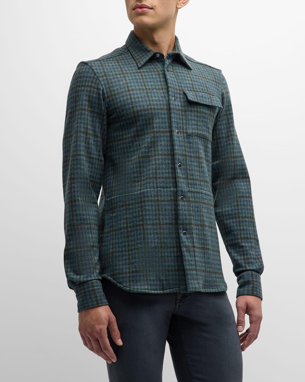 Mens Check Casual Button-Down Shirt Product Image