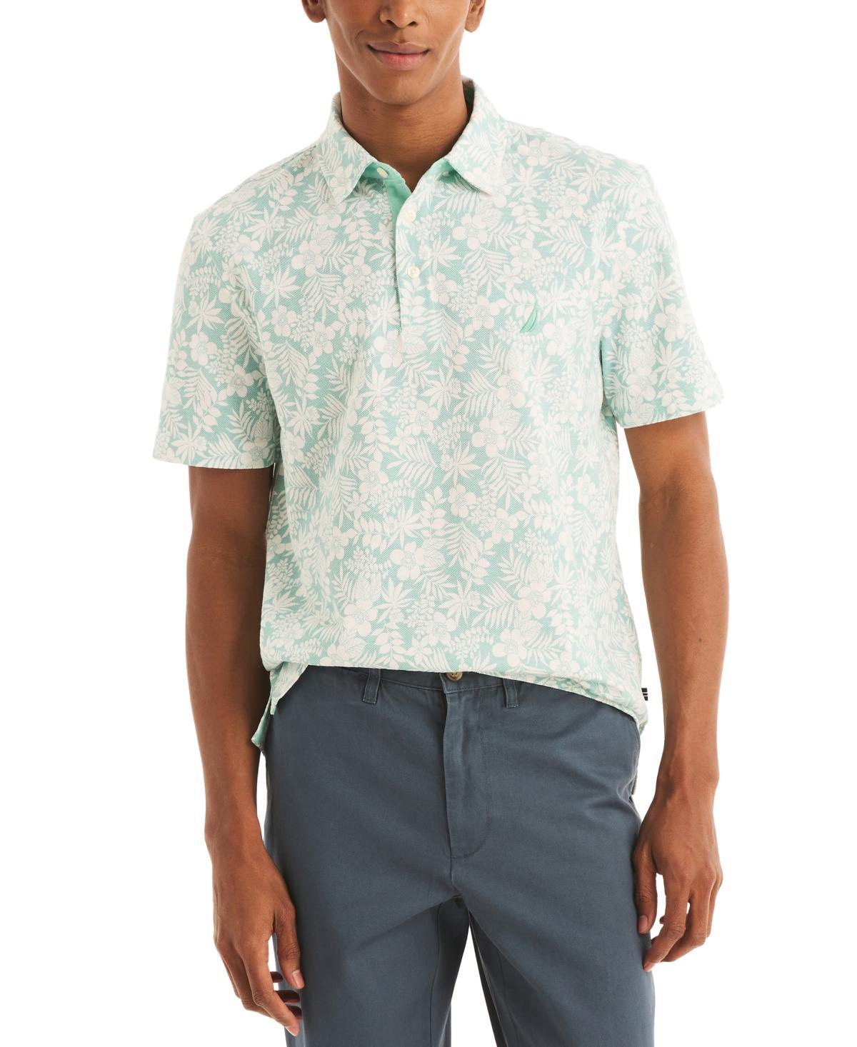 Nautica Mens Floral Print Pique Short Sleeve Polo Shirt Product Image