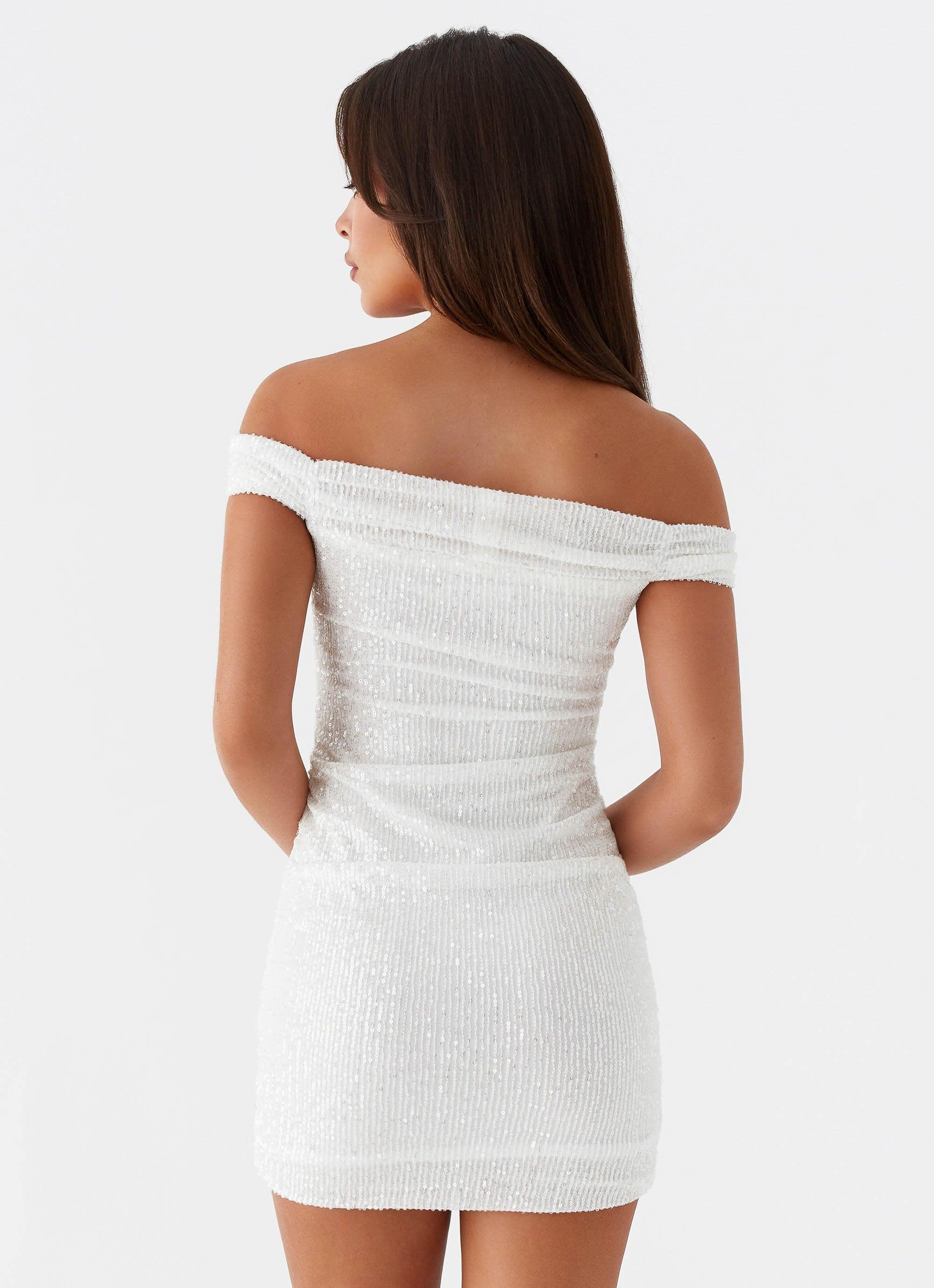 Luana Sequin Mini Dress - White Product Image