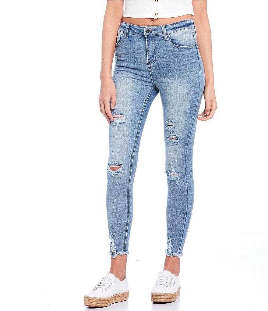 Hippie Laundry Throwback Destructed High Rise Skinny Jeans Product Image