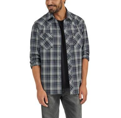 Wrangler Retro® Men's L/S Black Plaid Snap Shirt Product Image