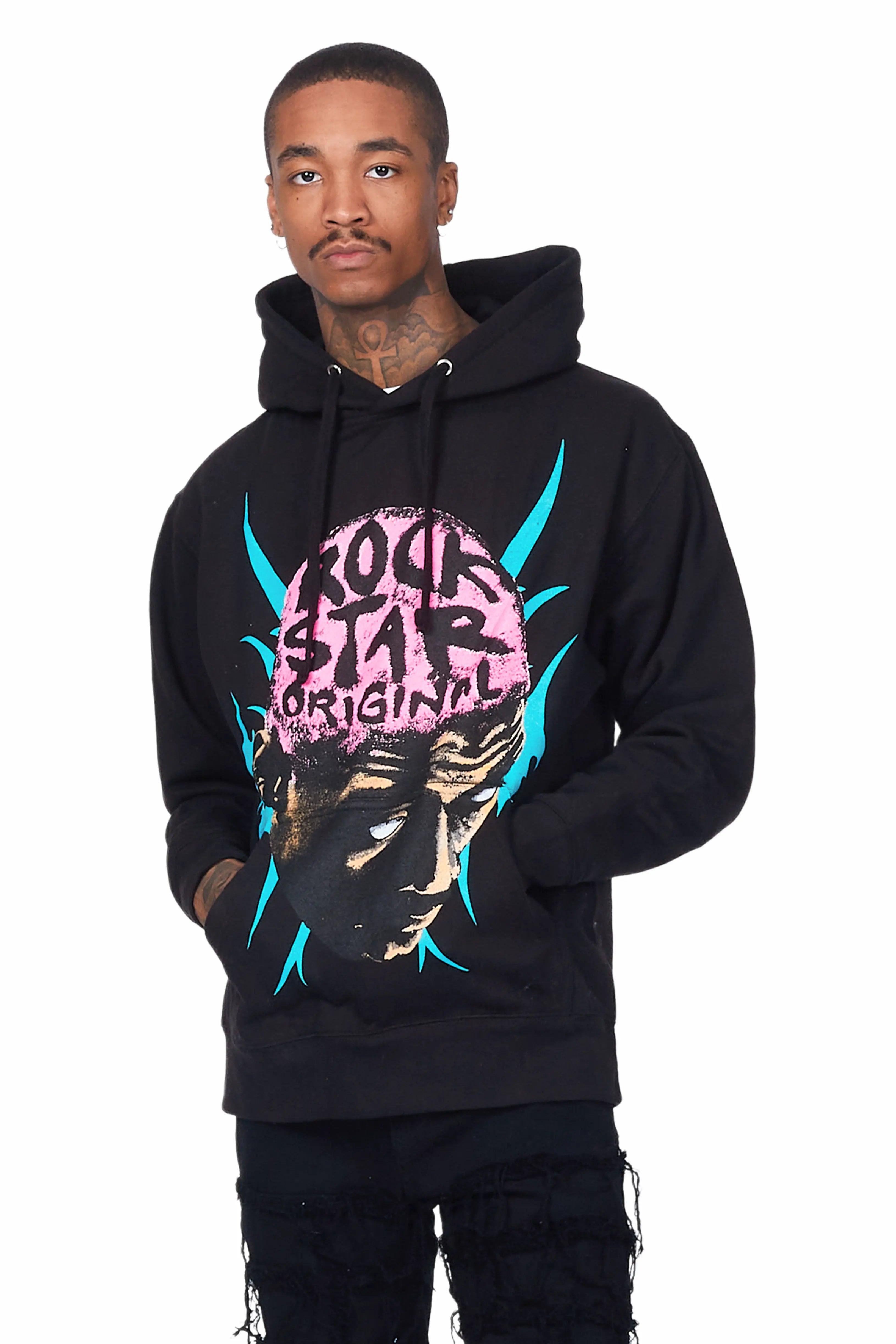 Weave Black Graphic Hoodie Male Product Image