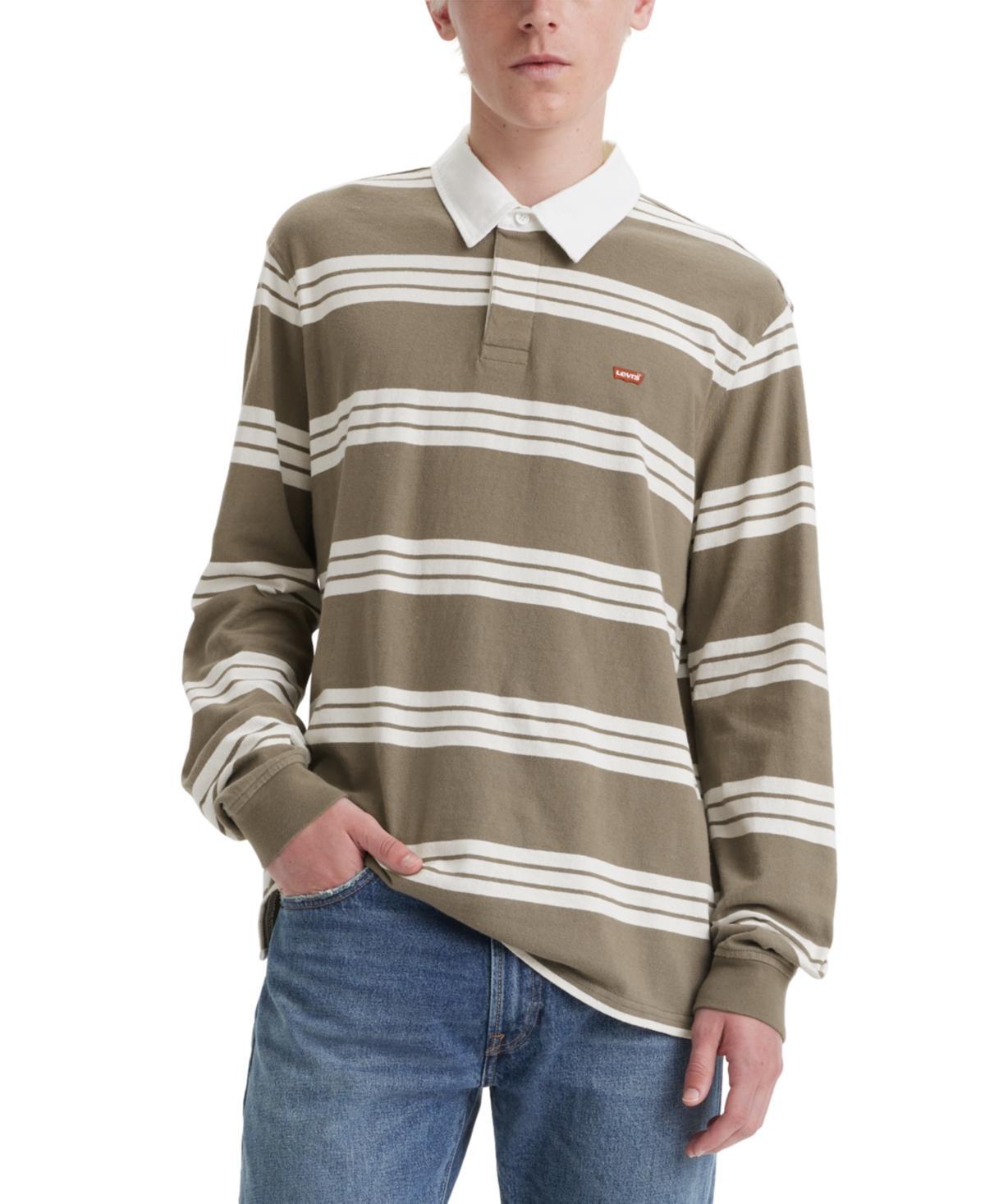 Levis Mens Classic-Fit Striped Long Sleeve Rugby Shirt Product Image