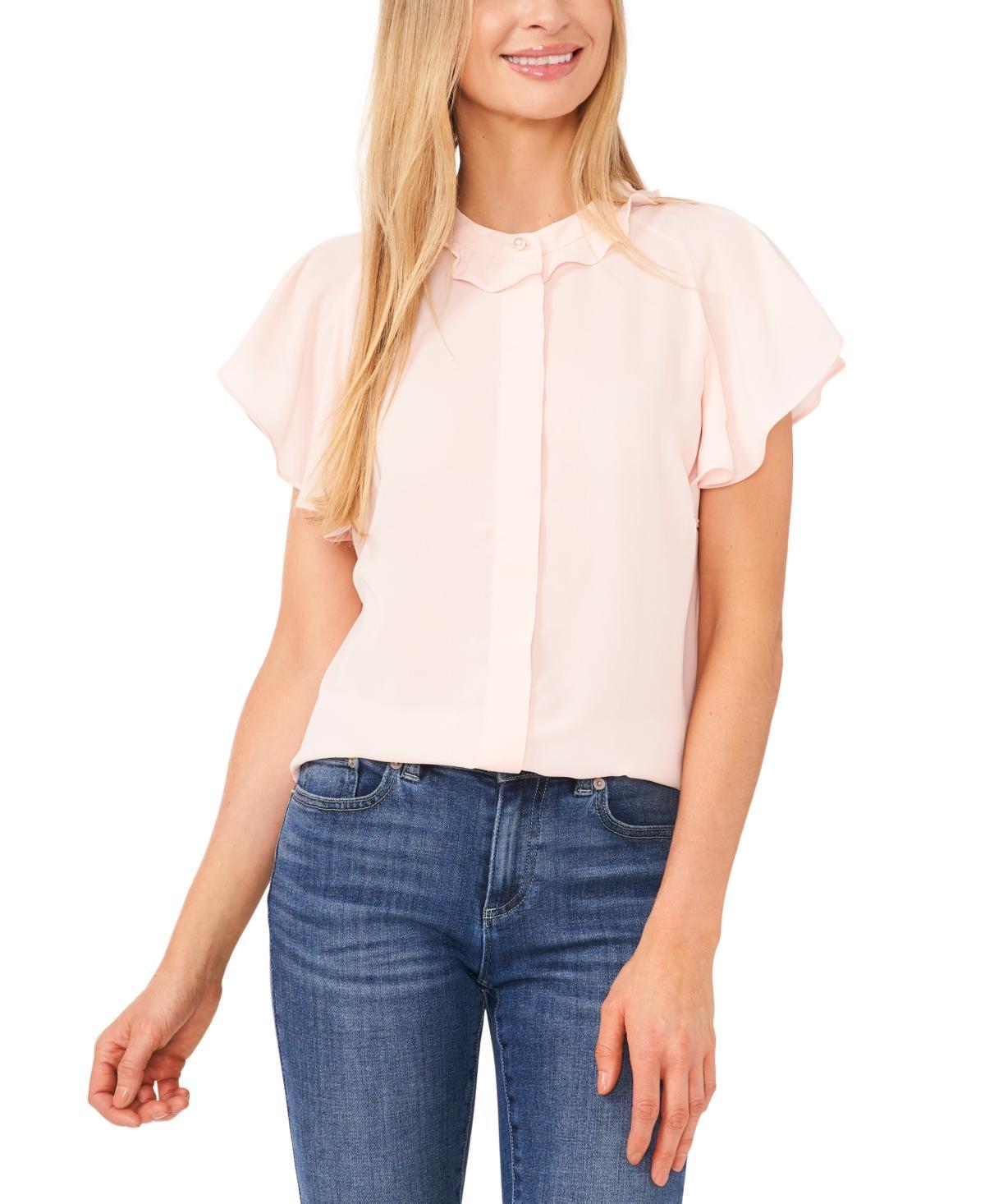 CeCe Womens Ruffled Raglan Split Flutter-Sleeve Blouse Product Image