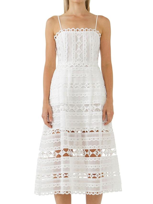 Womens Combination Lace Spaghetti Strap Midi Product Image