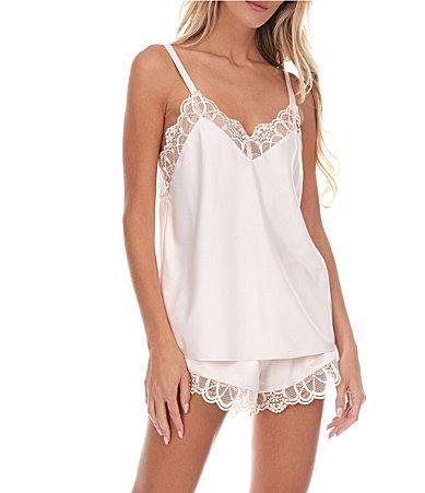 Flora Nikrooz Gabby Lace Trim Satin Charmeuse Short Pajamas Product Image