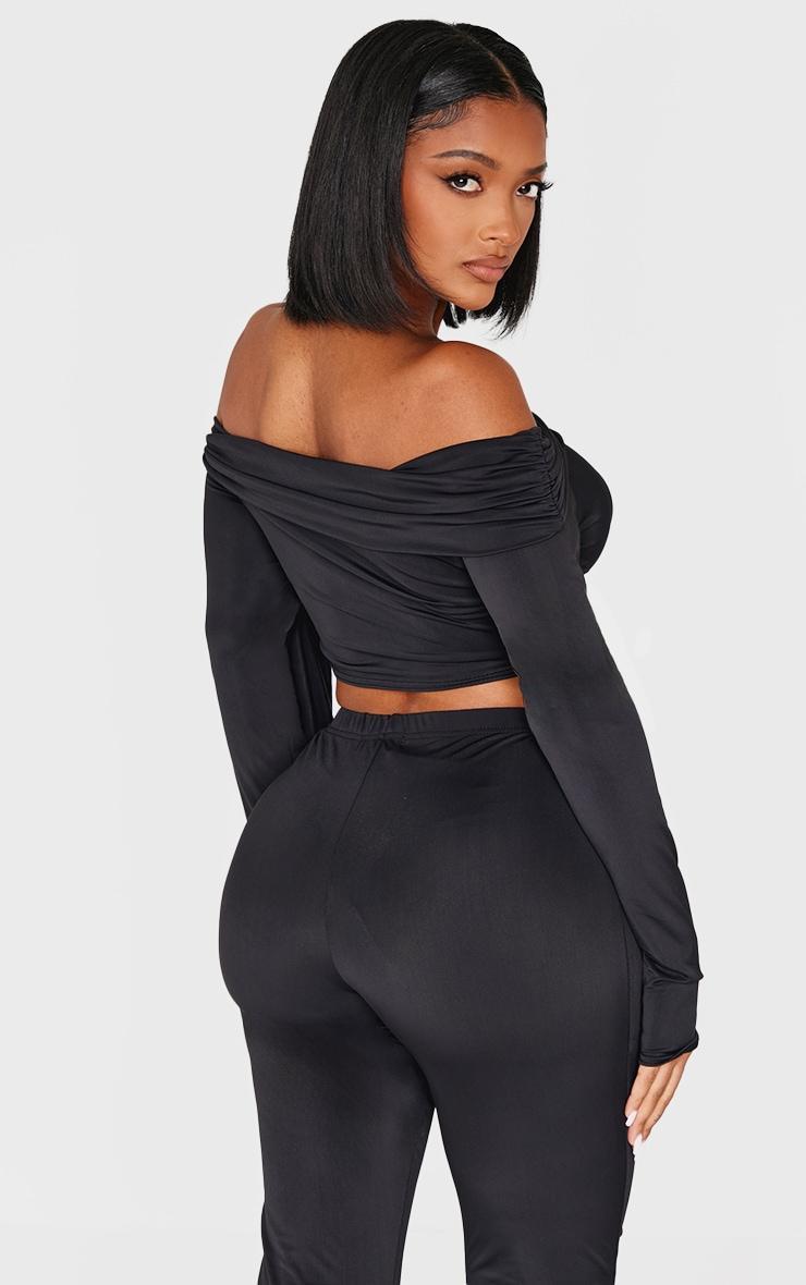 Shape Black Sculpt Wrap Bardot Long Sleeve Top Product Image