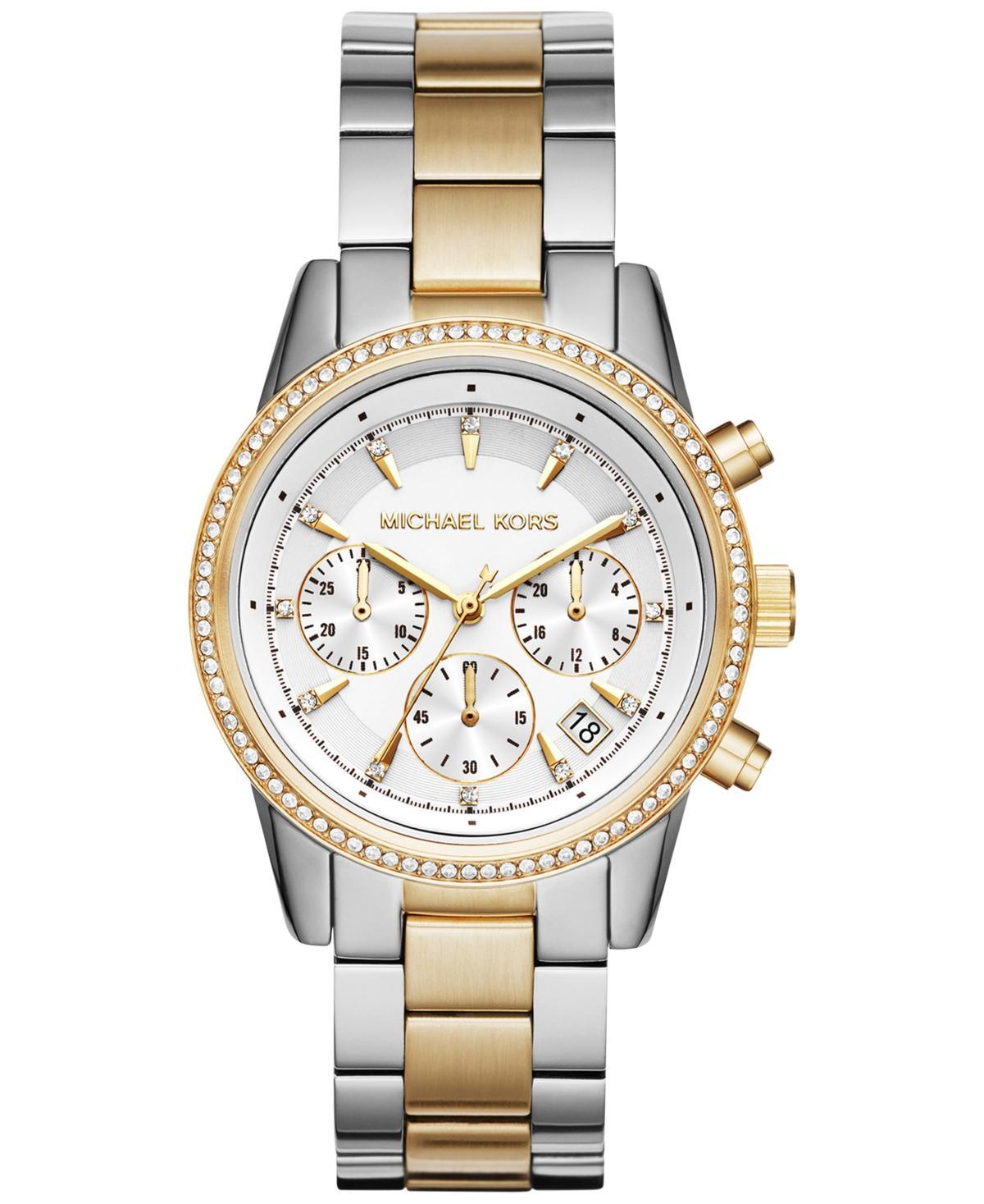 Womens Ritz Two-Tone Stainless Steel Chronograph Bracelet Watch - Silver Yellow Gold - Silver Yellow Gold Product Image