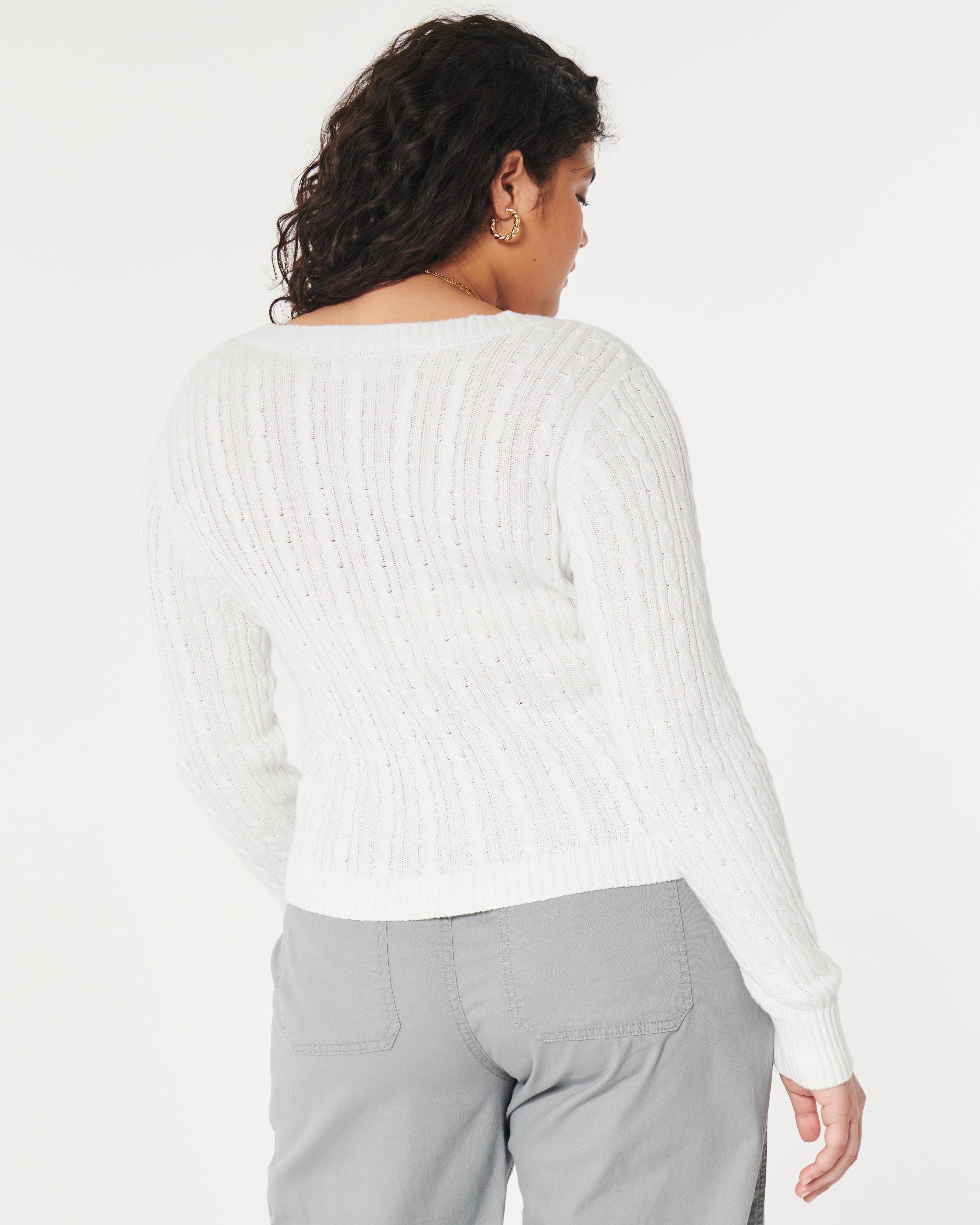 Cable-Knit V-Neck Sweater Product Image