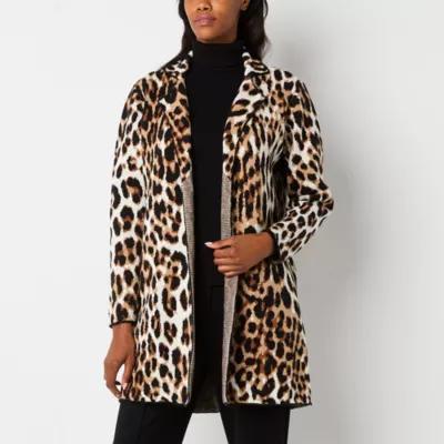 Liz Claiborne Tall Womens Long Sleeve Open Front Animal Cardigan Product Image