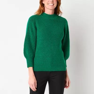 Liz Claiborne Womens Mock Neck 3/4 Sleeve Pullover Sweater product image