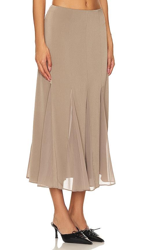 LIONESS Rose Maxi Skirt in Taupe. Product Image