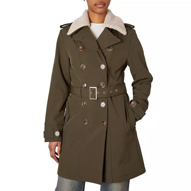 Womens Nicole Miller Green Soft Shell Trench Coat Product Image