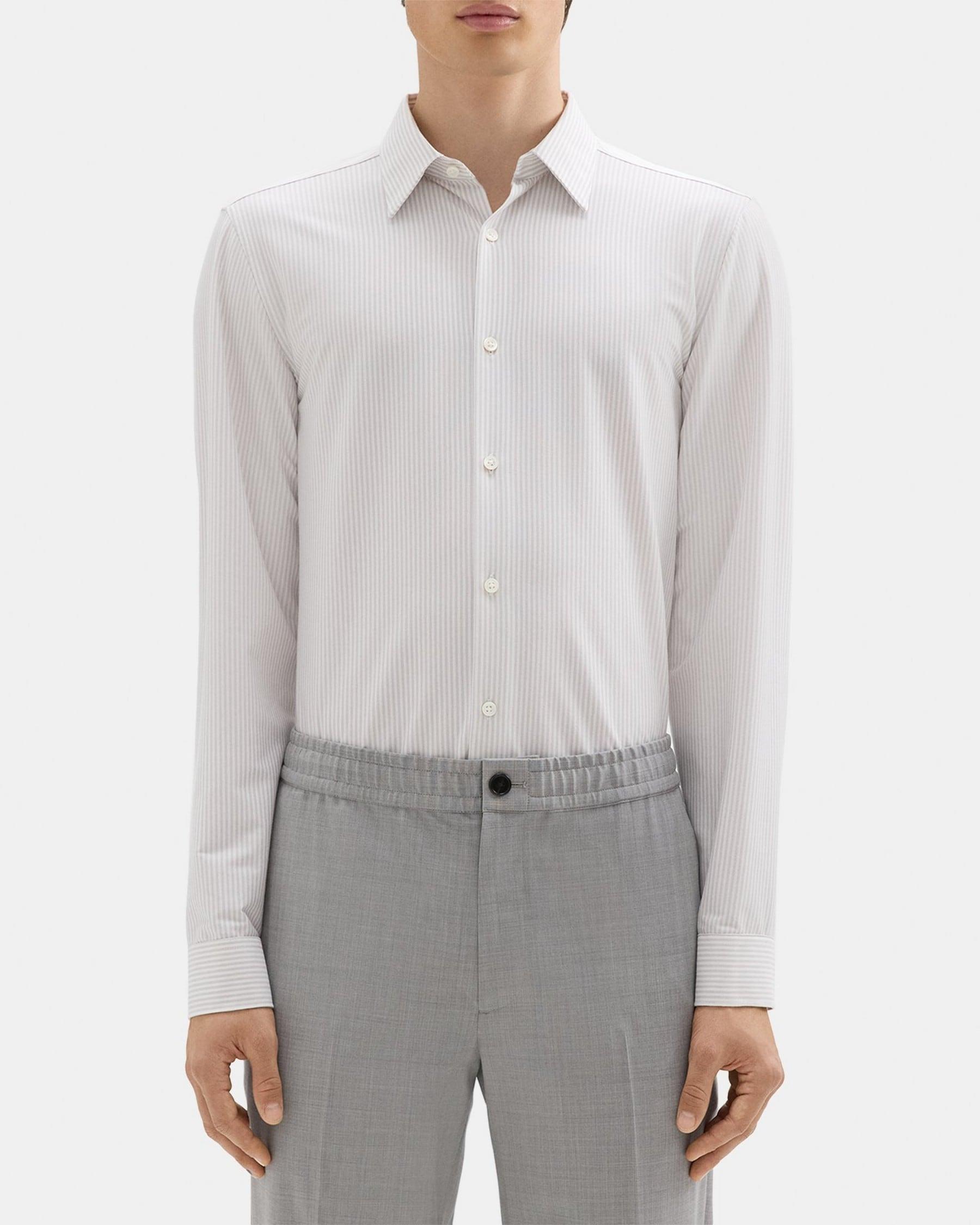 Tailored Shirt in Striped Structure Knit Product Image