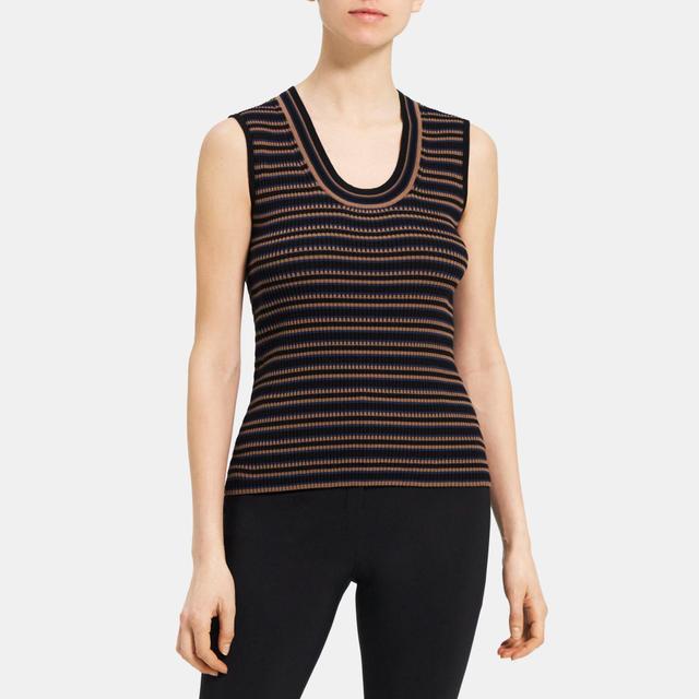 Rib Knit Striped Slim Tank | Theory Outlet Product Image