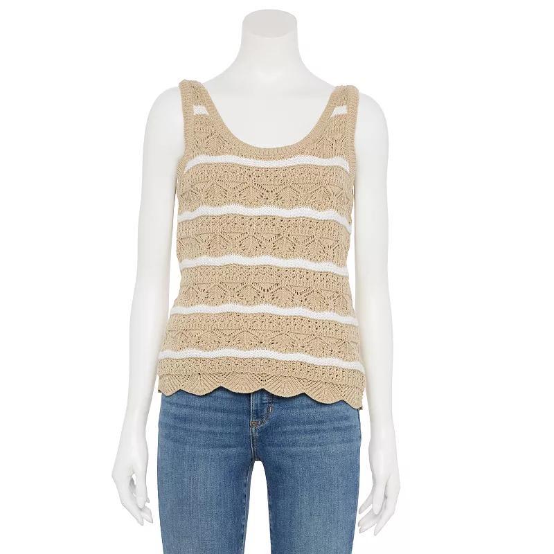 Womens LC Lauren Conrad Scoopneck Tank Top Ivory Stripe Product Image