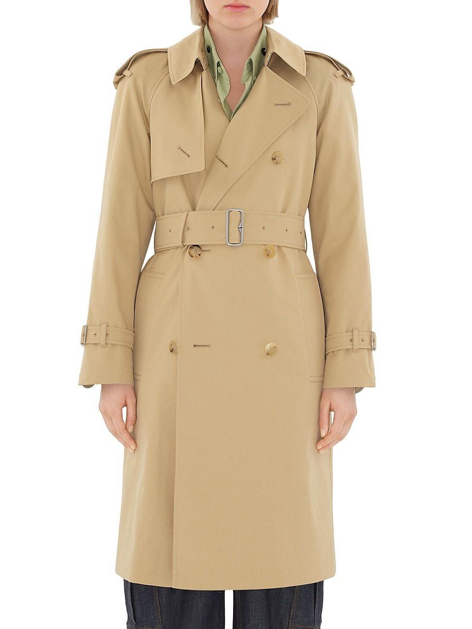 Womens Double-Breasted Belted Trench Coat product image