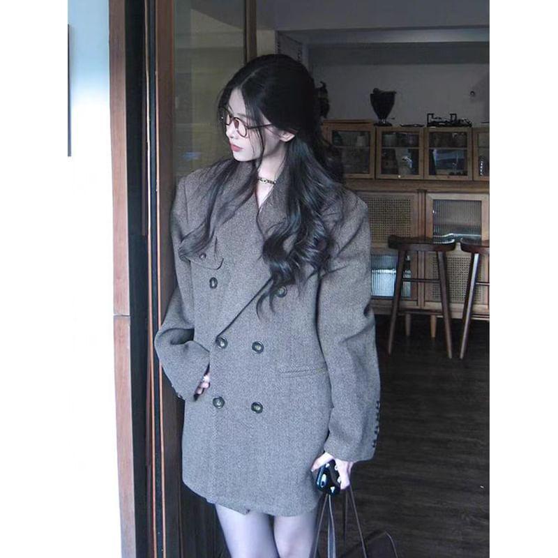 Double Breasted Plain Coat Product Image