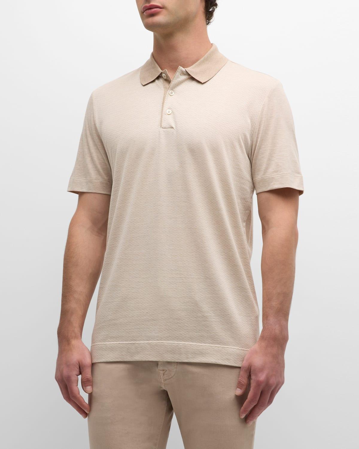 Mens Structured Cotton Silk Short-Sleeve Polo Shirt Product Image