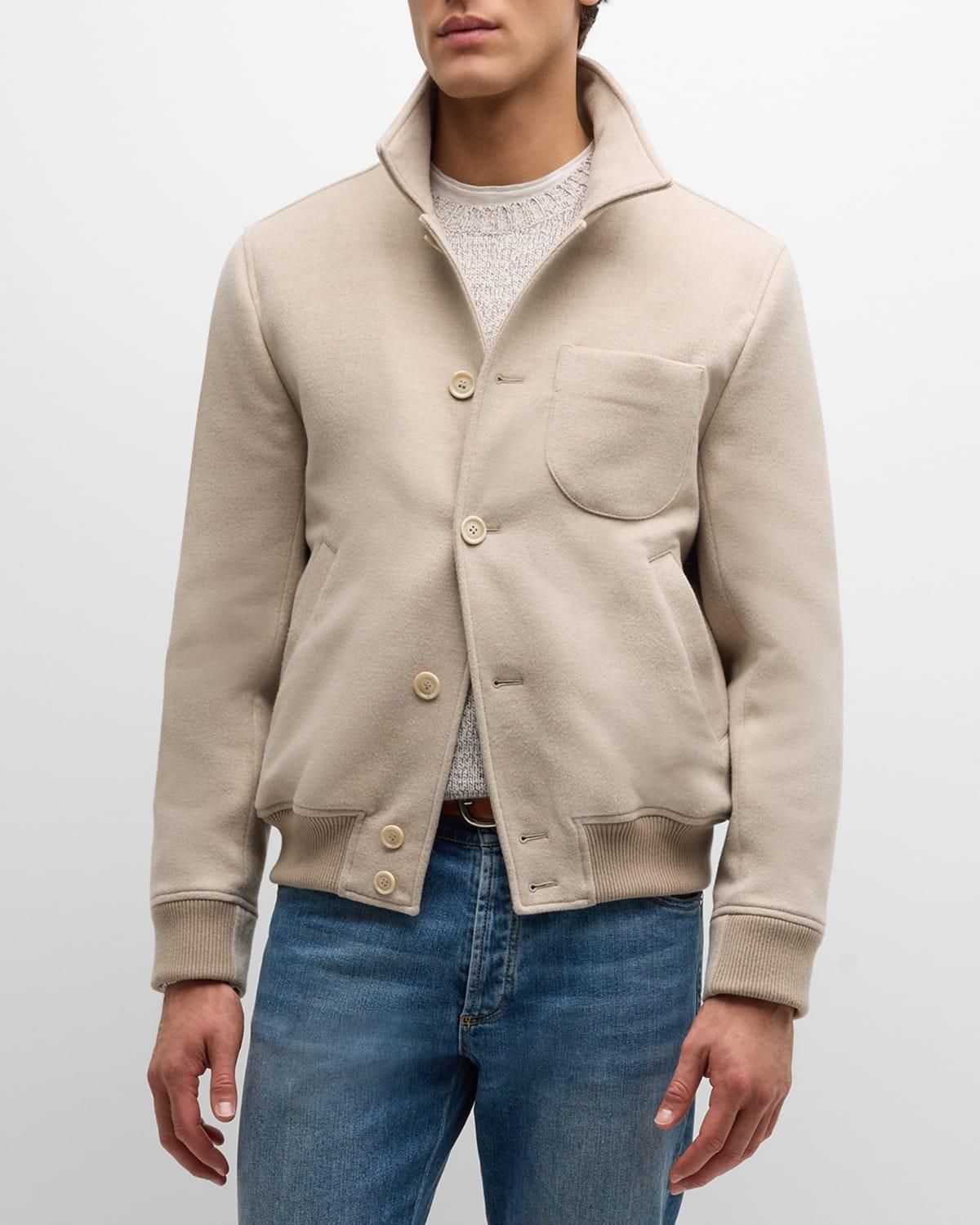 Men's Wool Button-Front Bomber Jacket Product Image