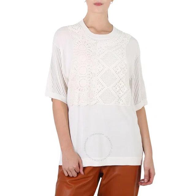 Chloe Ladies Iconic Milk Crochet Patch Shirt In White Product Image