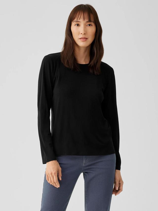 EILEEN FISHER Stretch Silk Jersey Crew Neck Topfemale Product Image