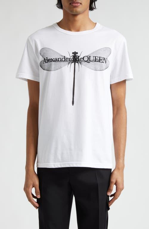 Alexander McQueen Dragonfly Embroidered Cotton Graphic T-Shirt Product Image