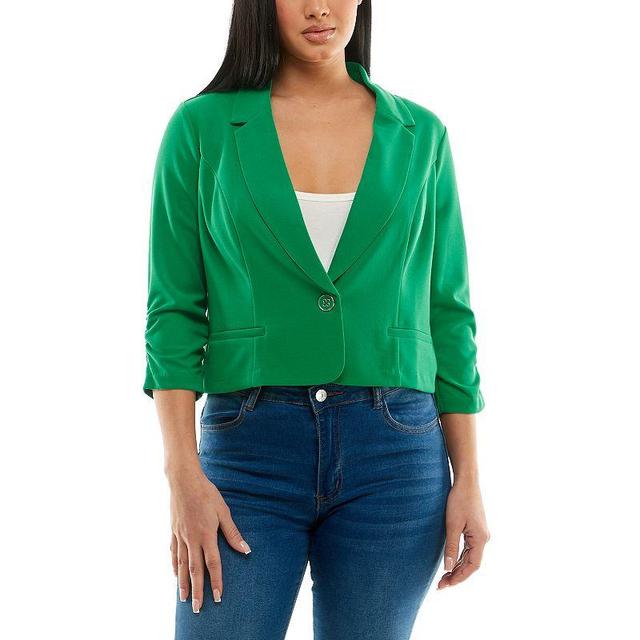 Womens Nina Leonard Button Cropped Blazer Product Image