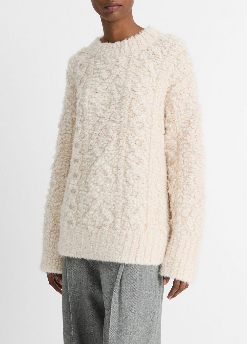 Textured Loop-Stitch Cable Wool-Blend Sweater Product Image