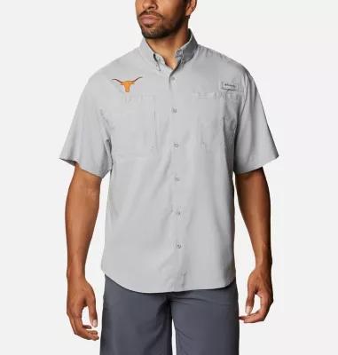 Columbia Mens Collegiate PFG Tamiami Short Sleeve Shirt - Tall - Texas- Product Image