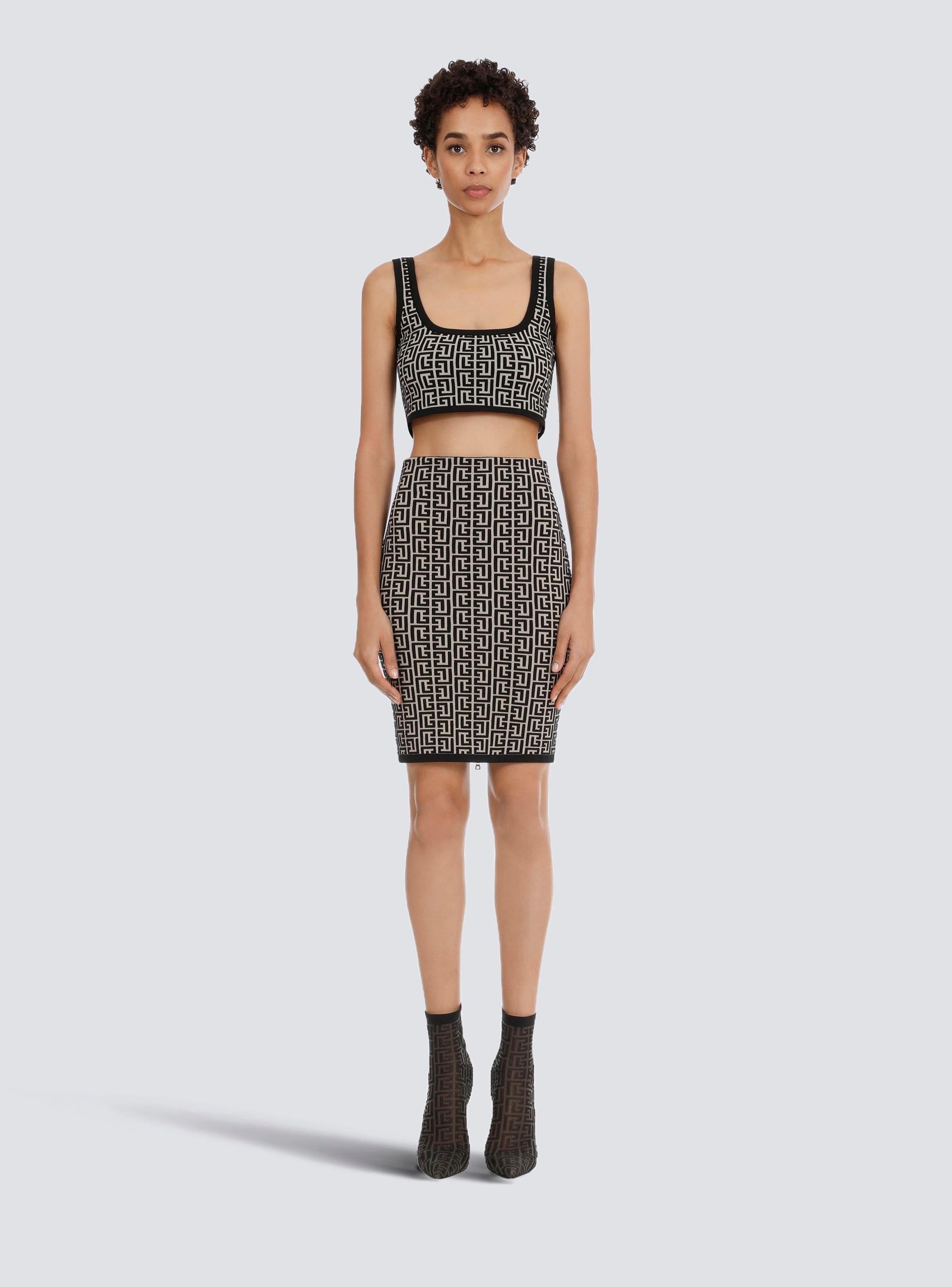 Balmain bicolor jacquard knit skirt Product Image