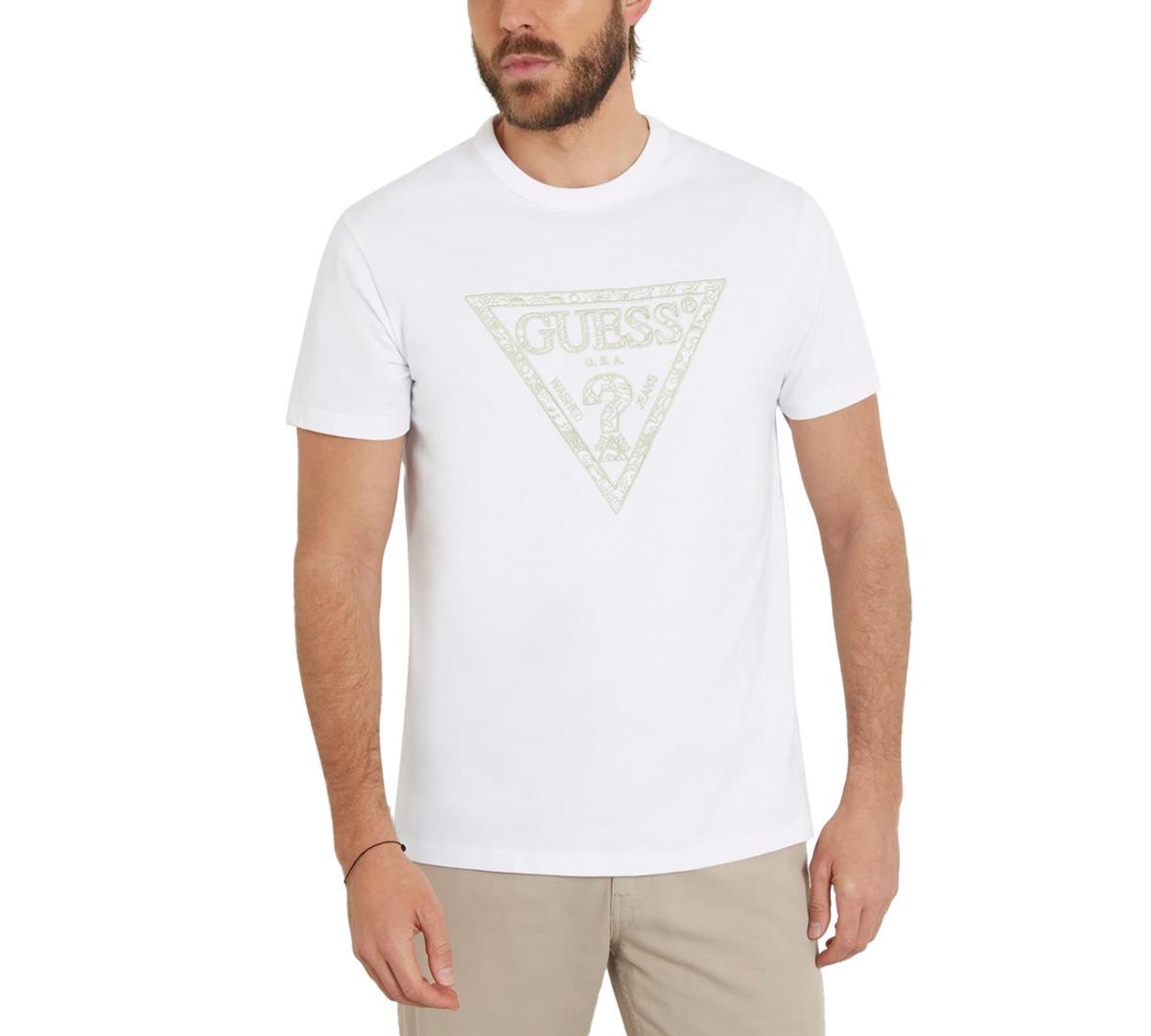 Guess Mens Embroidered Triangle Logo Graphic T-Shirt Product Image