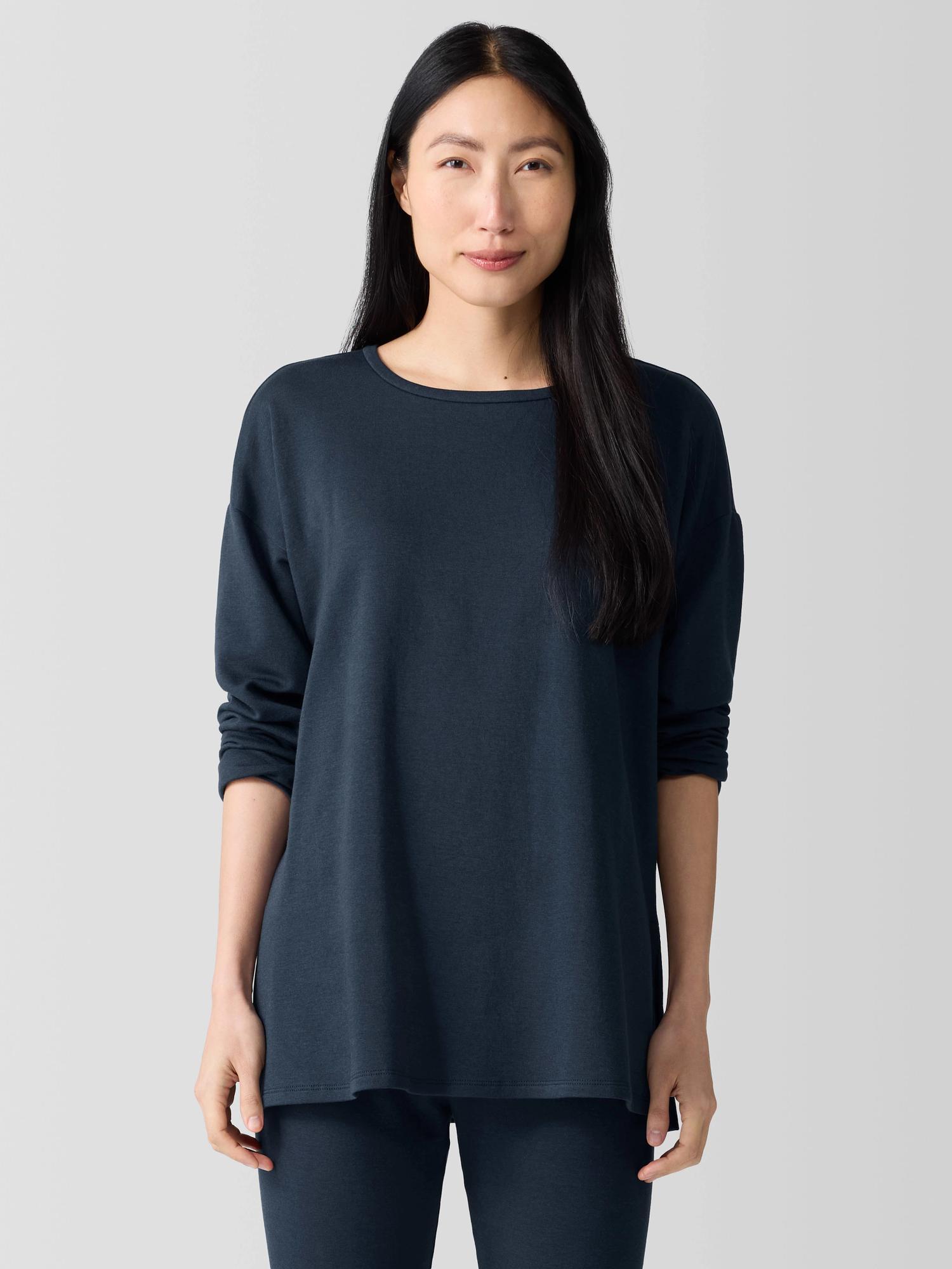 EILEEN FISHER Cozy Brushed Terry Hug Long Box-Topfemale Product Image