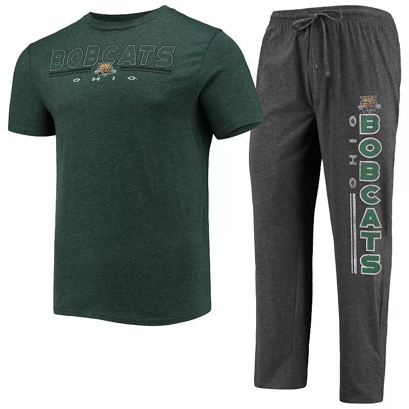 Mens Concepts Sport Heathered /Green Ohio Bobcats Meter T-Shirt & Pants Sleep Set Grey Product Image