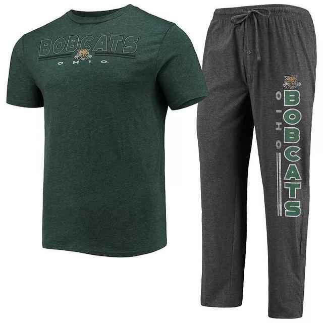 Mens Concepts Sport Heathered Charcoal/Green Ohio Bobcats Meter T-Shirt & Pants Sleep Set Product Image