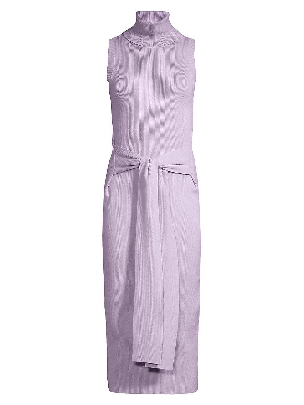 Womens Rib-Knit Tie-Front Midi-Dress Product Image