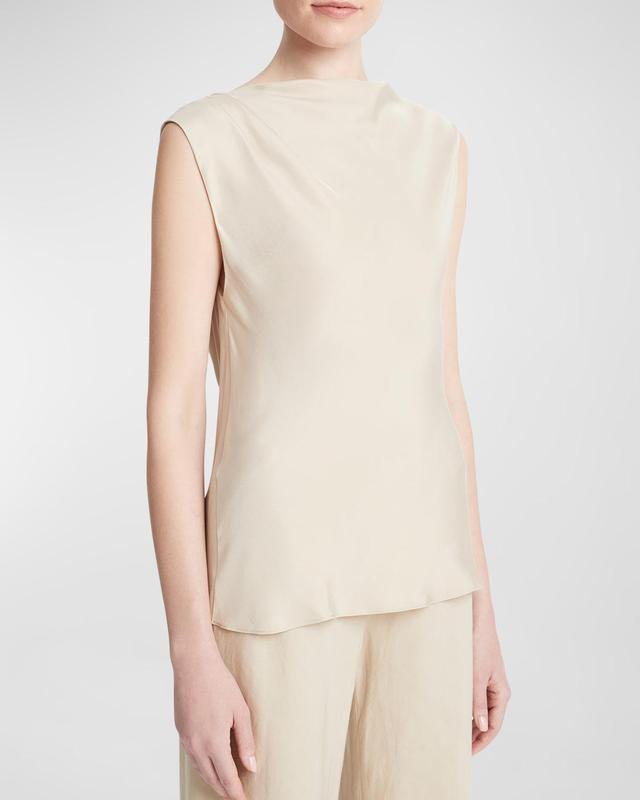 Vince Asymmetric Drape Cap Sleeve Silk Blend Top Product Image