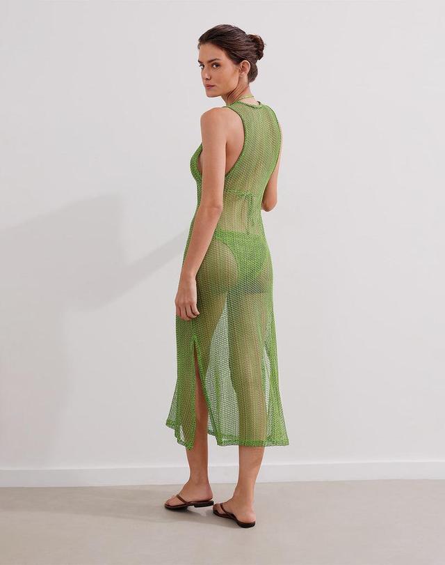 Mesh Twist Long Cover Up - Acid Green Product Image